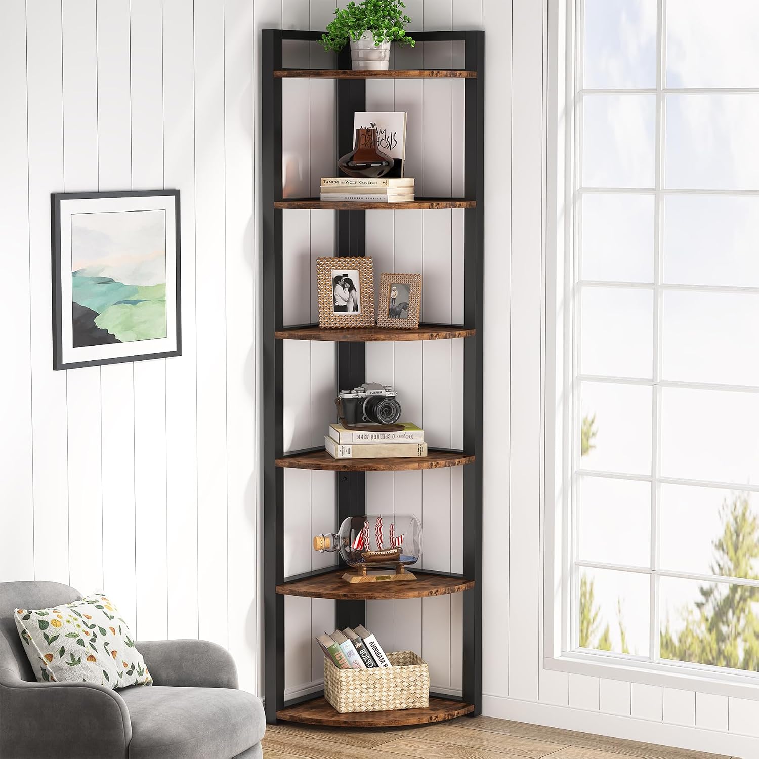 Home Office Bookshelves - Tribesigns Scaffale Angolare a 6 Ripiani,