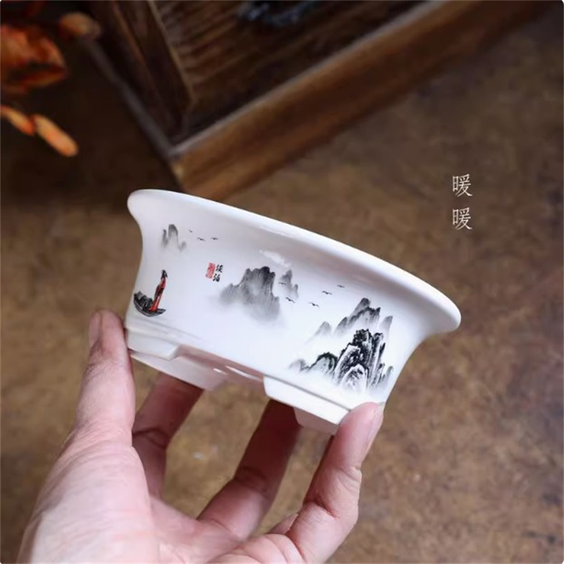 Plant Desk Mini - Vaso per bonsai ovale bianco in