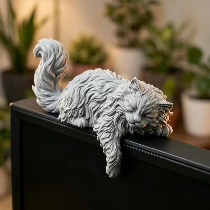 Home Office Gif - Graziosa Statuetta di Gatto Dormiente con