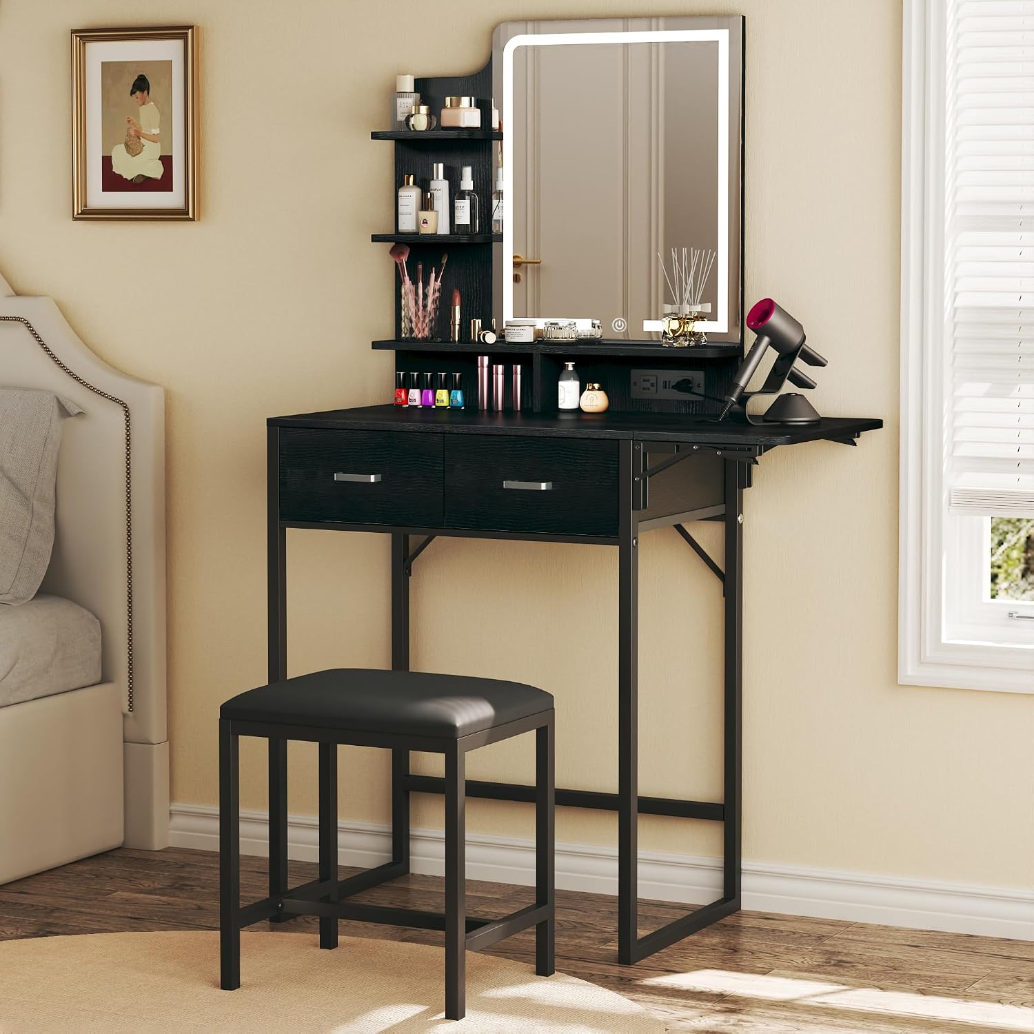 Desk Drawer Small - Toeletta Trucco con Specchio e Luci,