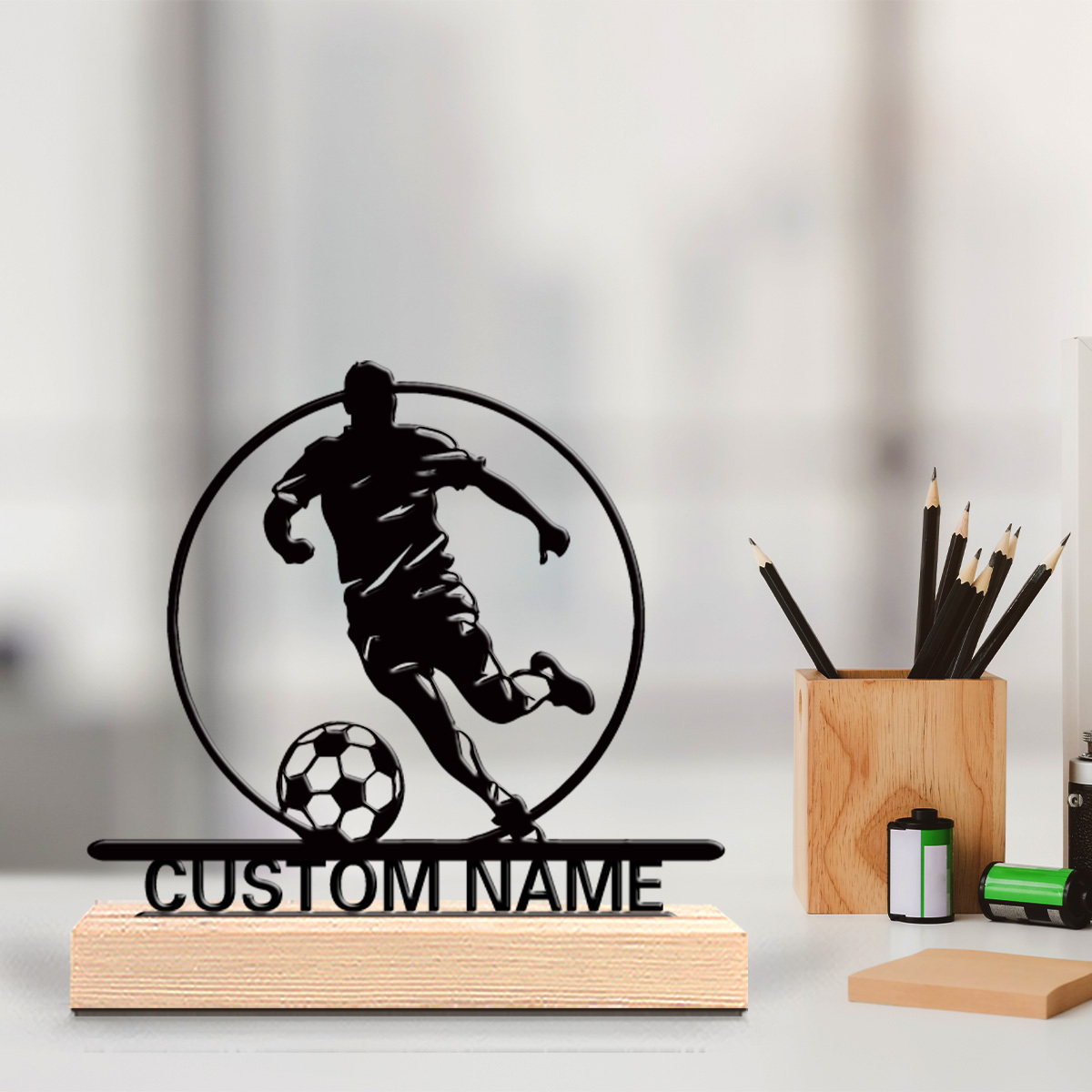Home Office Hidden Desk - Statua in Metallo Personalizzata di Calciatore