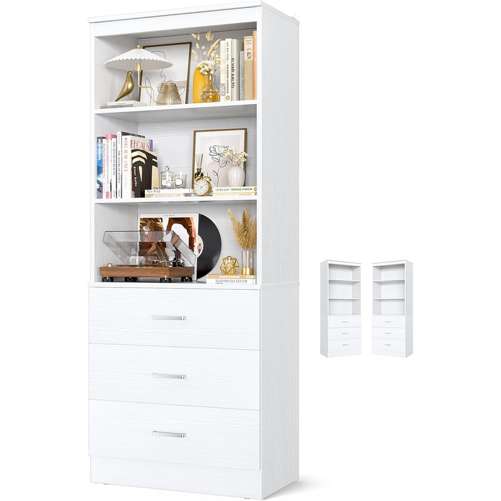 Home Office Bookshelves - Libreria in Legno Bianco a 6