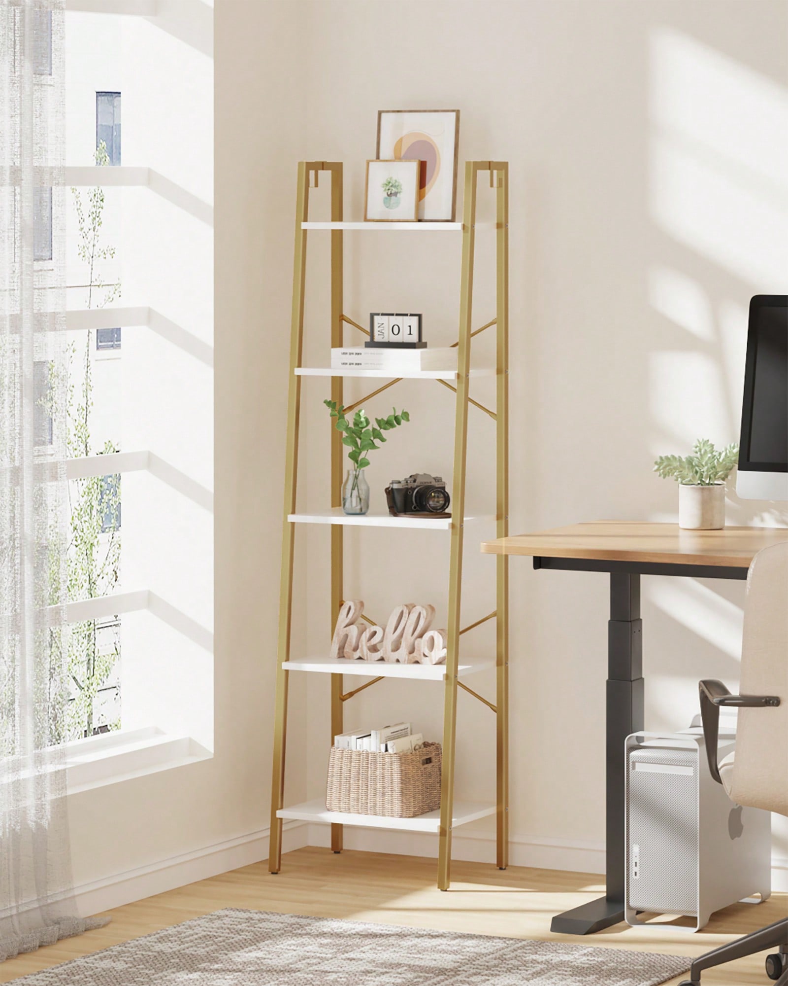 Home Office Bookshelves - Scaffale a 5 Ripiani in Stile