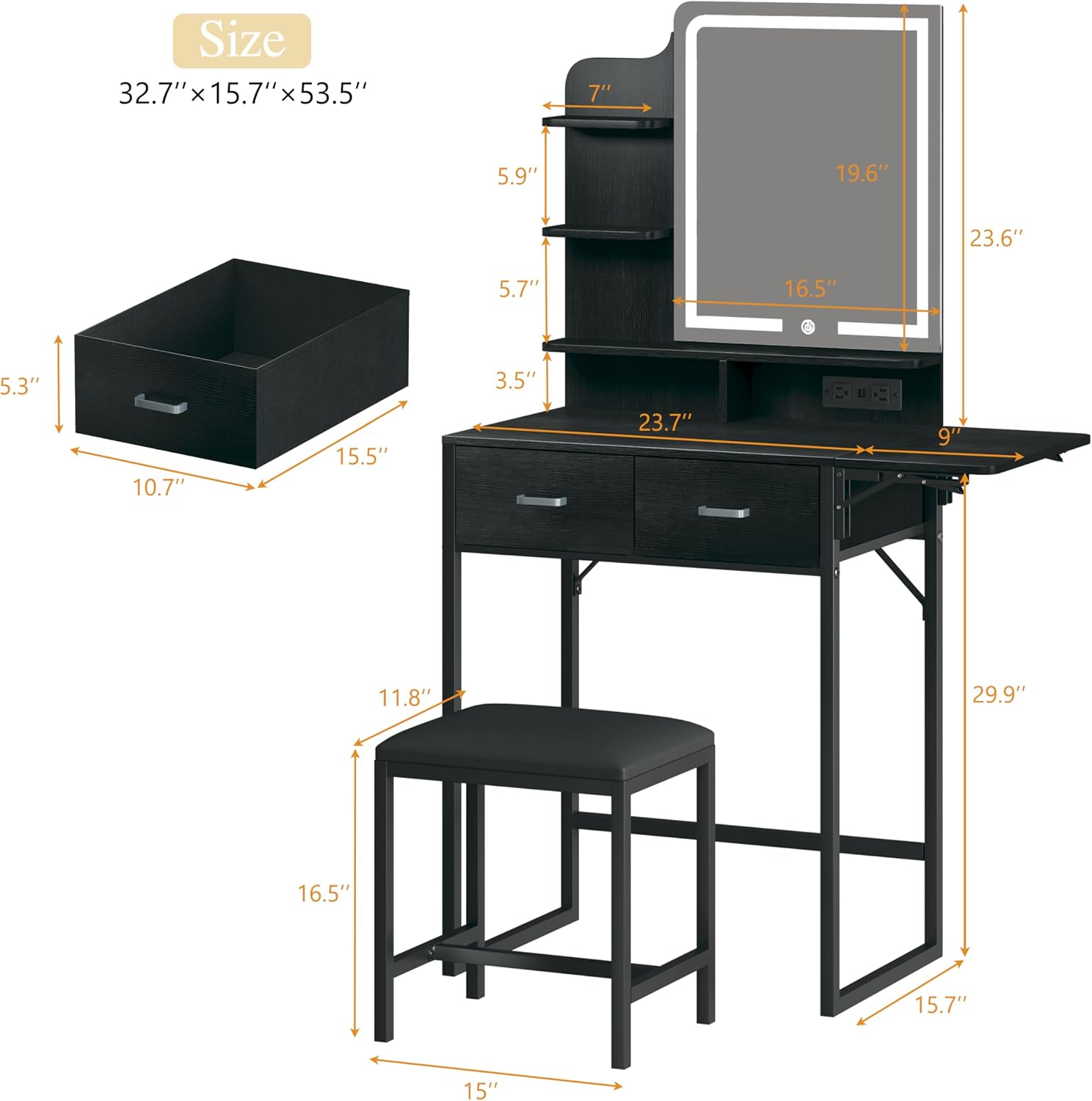 Toeletta Trucco con Specchio e - Desk Drawer Small recensione e prezzo
