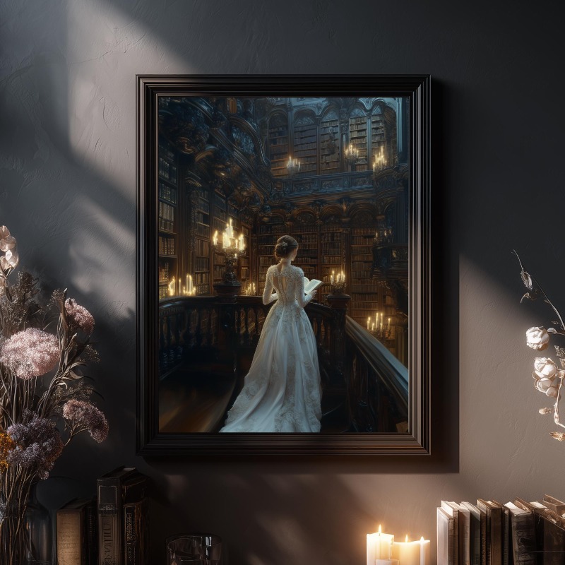 Dark Academia Stampa su tela B - Home Office And Library recensione e prezzo