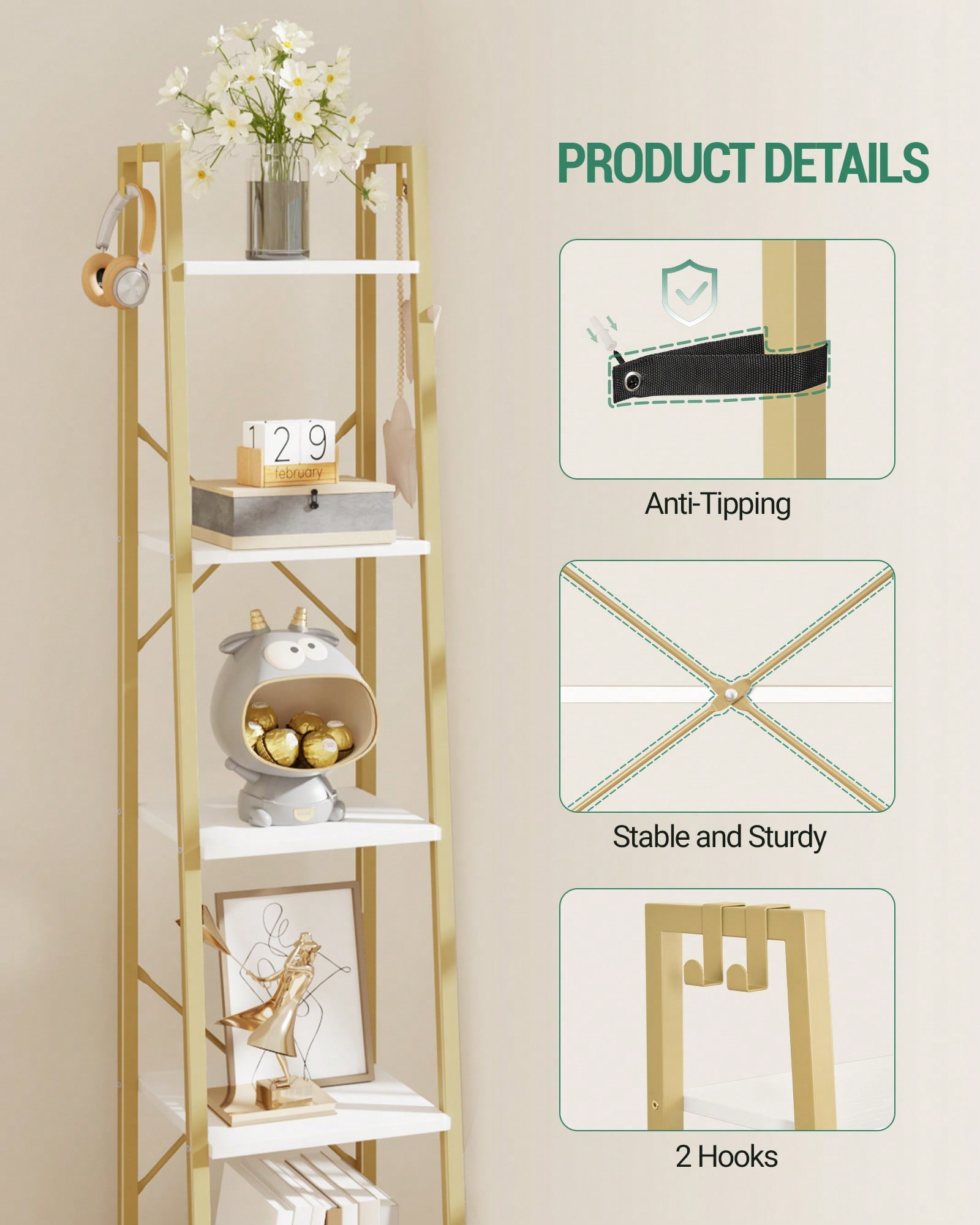 Scaffale a 5 Ripiani in Stile  - Home Office Bookshelves recensione e prezzo